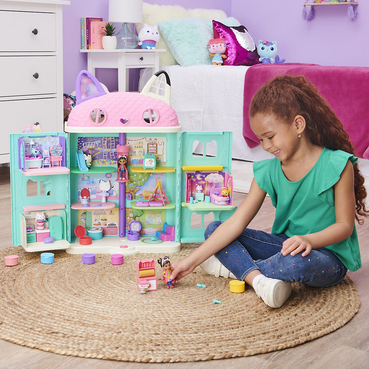 Gabby’s Dollhouse Cat-tivity Set, Art Studio - Bastel und Kunst Set mit Gabby und Baby Box, 2 Zubehörteilen, Überraschungsbox und Möbelstück, geeignet für Kinder ab 3 Jahren