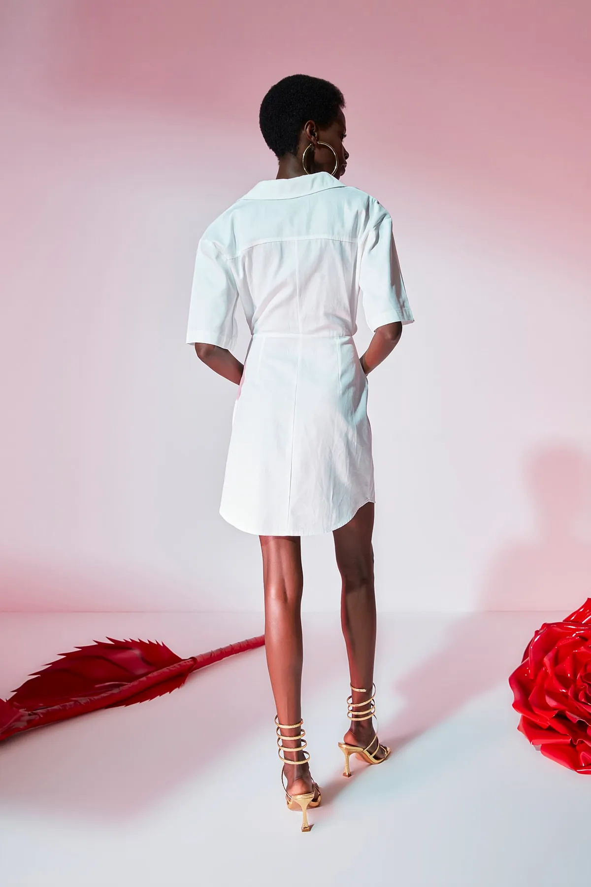 Trendyol Collection  Design Ecru Shirt Mini Woven Woven Dress TWOSS21EL1780