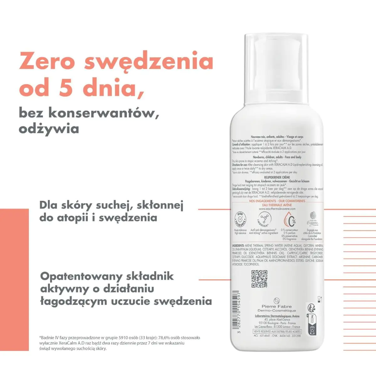 „Avène Xera Calm AD“ lipidus papildantis kūno losjonas, 400 ml