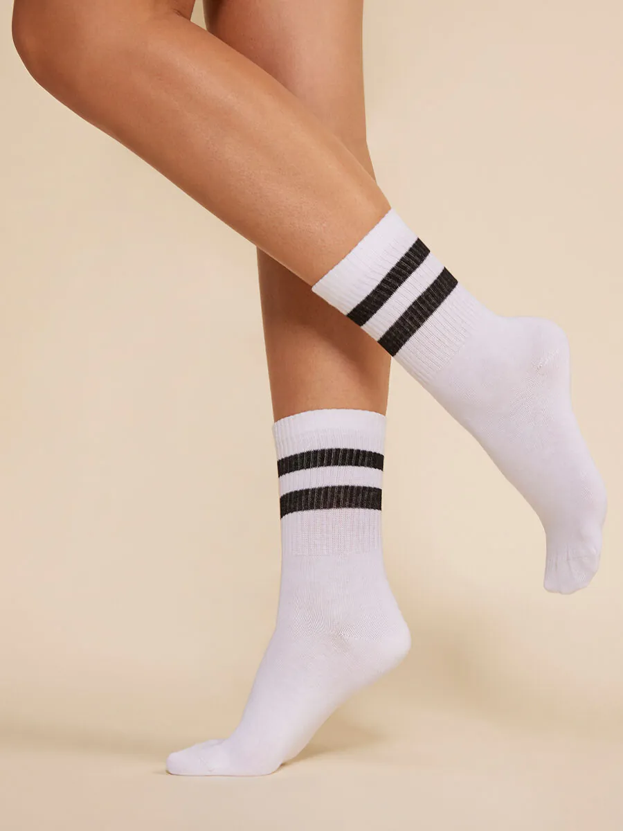 Gabriella Stripes Bianco/Nero - Strømper, størrelse 43/46