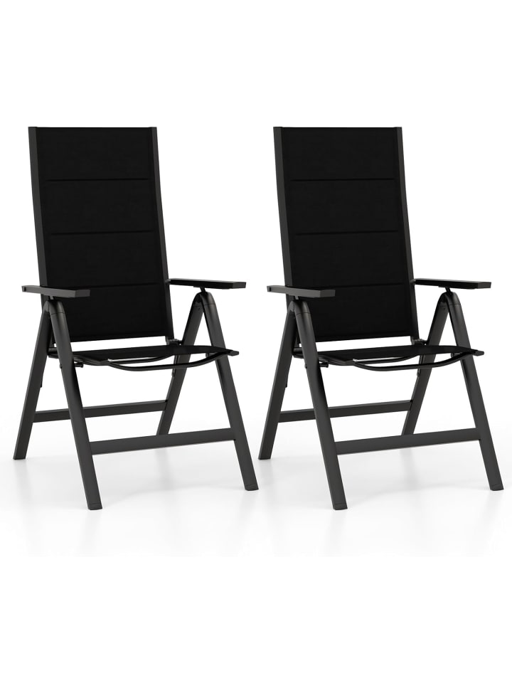 COSTWAY Gartenstuhl Alu 2er Set in Schwarz günstig kaufen onesize