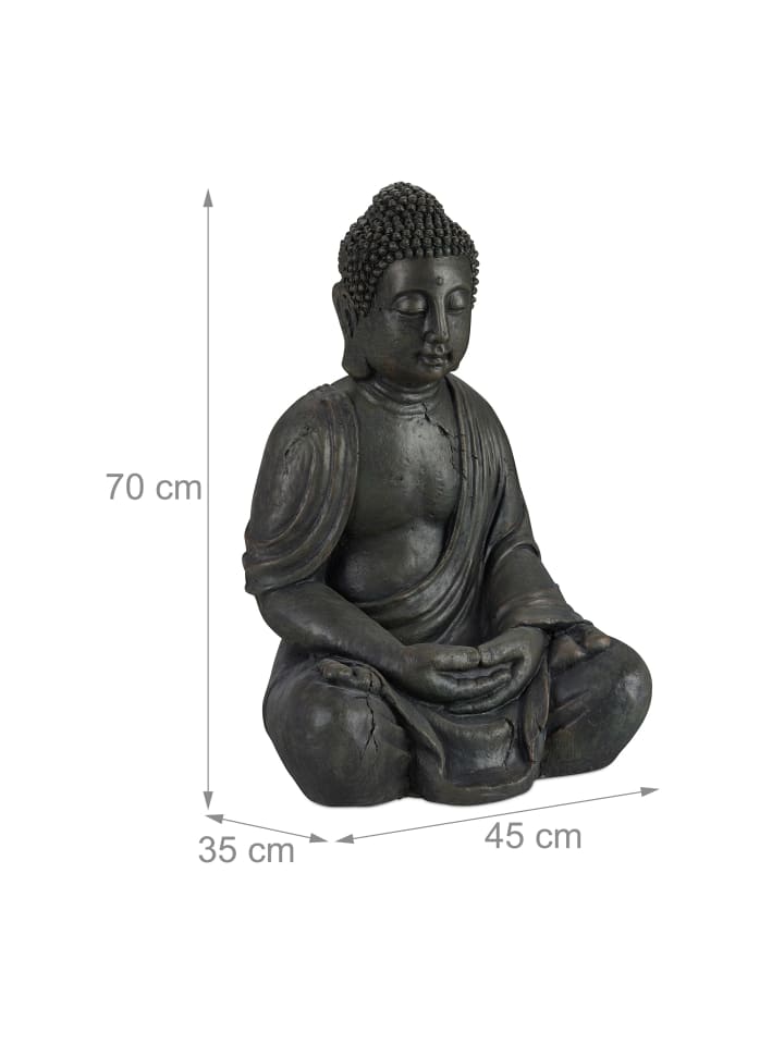 relaxdays Buddha Figur in Dunkelgrau - (H)70 cm günstig kaufen onesize