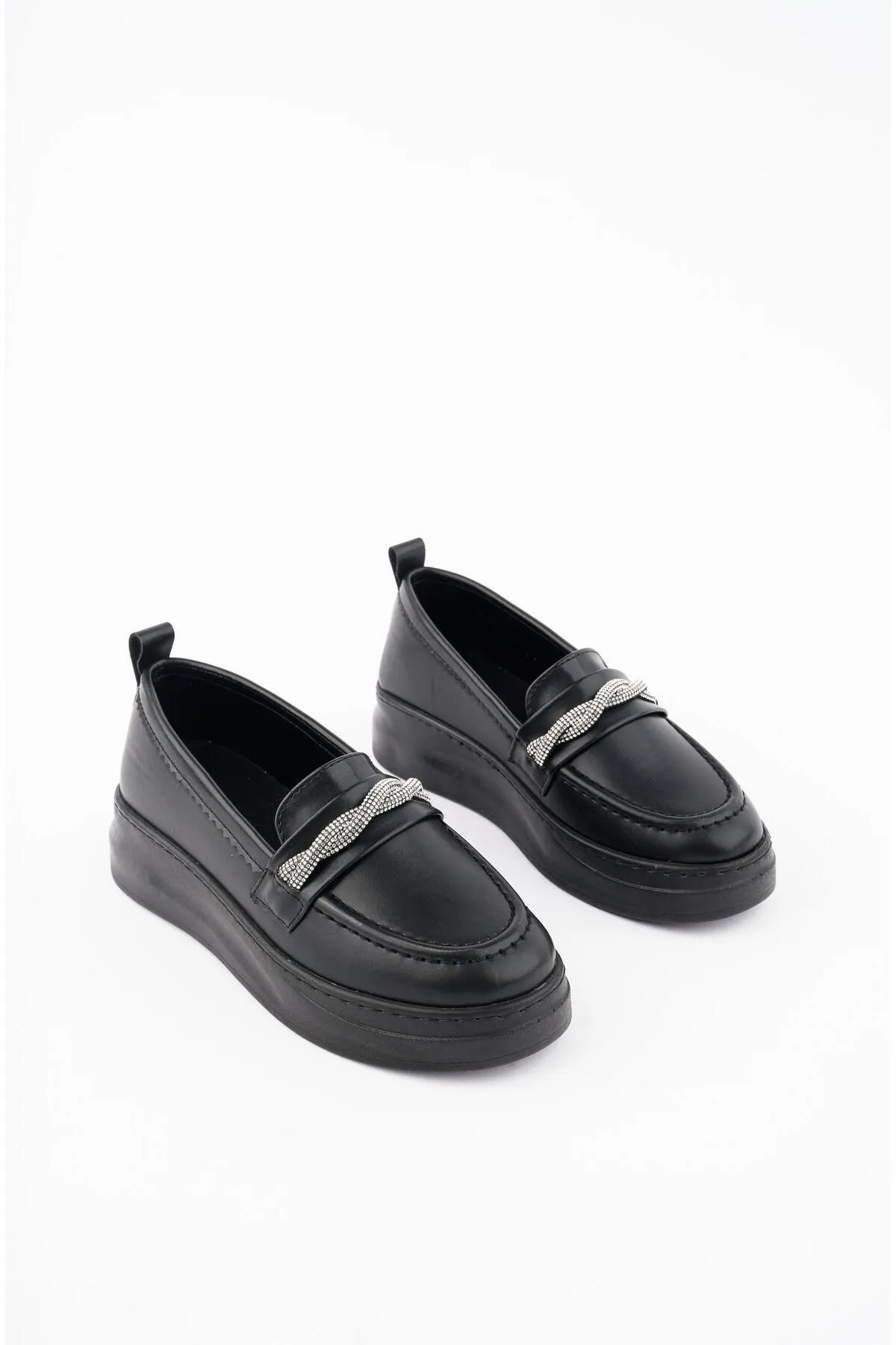 MUGGO  Lucky Guaranteed Damen-Loafer, ovale Zehenpartie, dicke Sohle, Stein, täglicher Mokassin