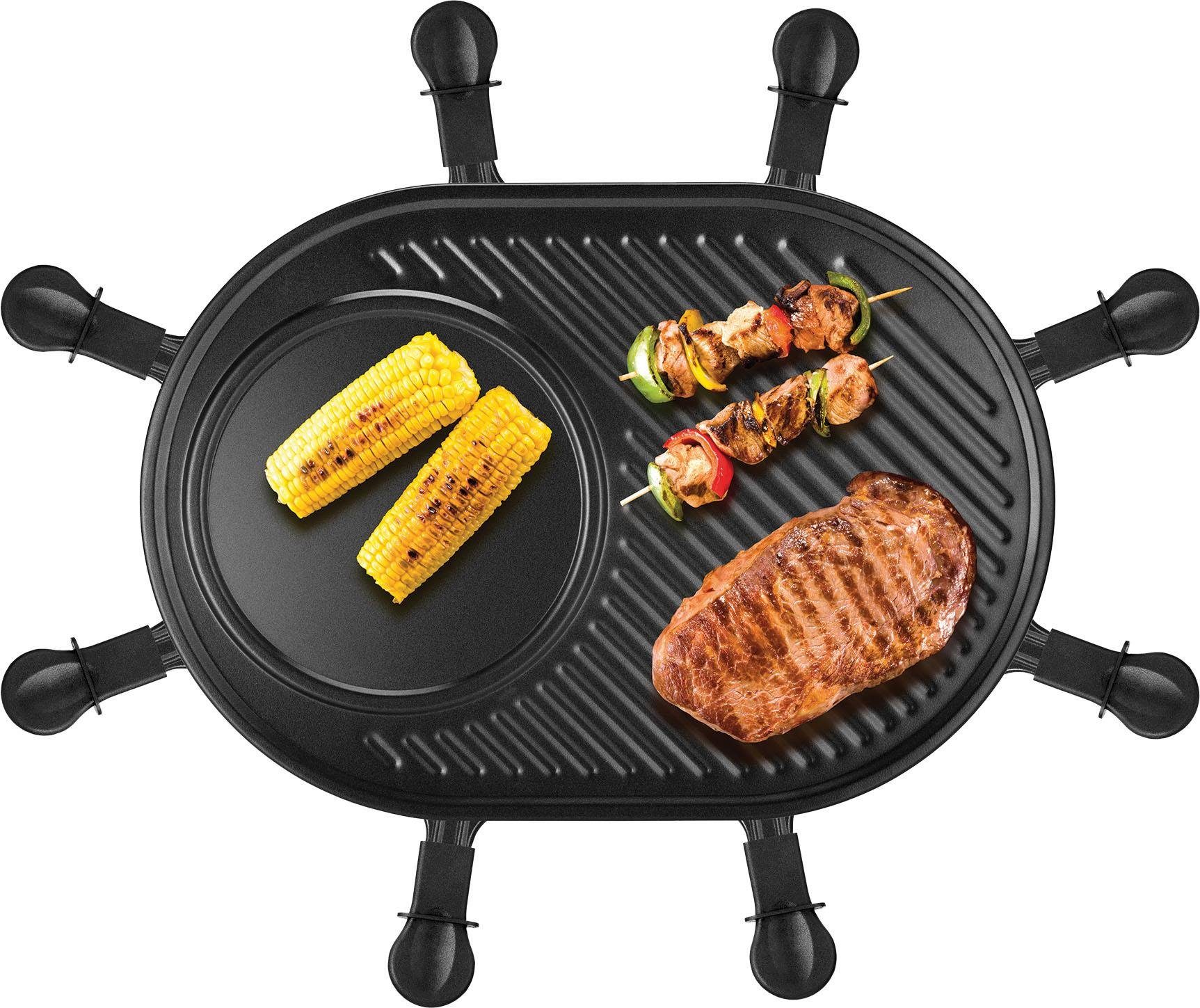 Unold Raclette Gourmet 48795, 8 Raclettepfännchen, 1200 W