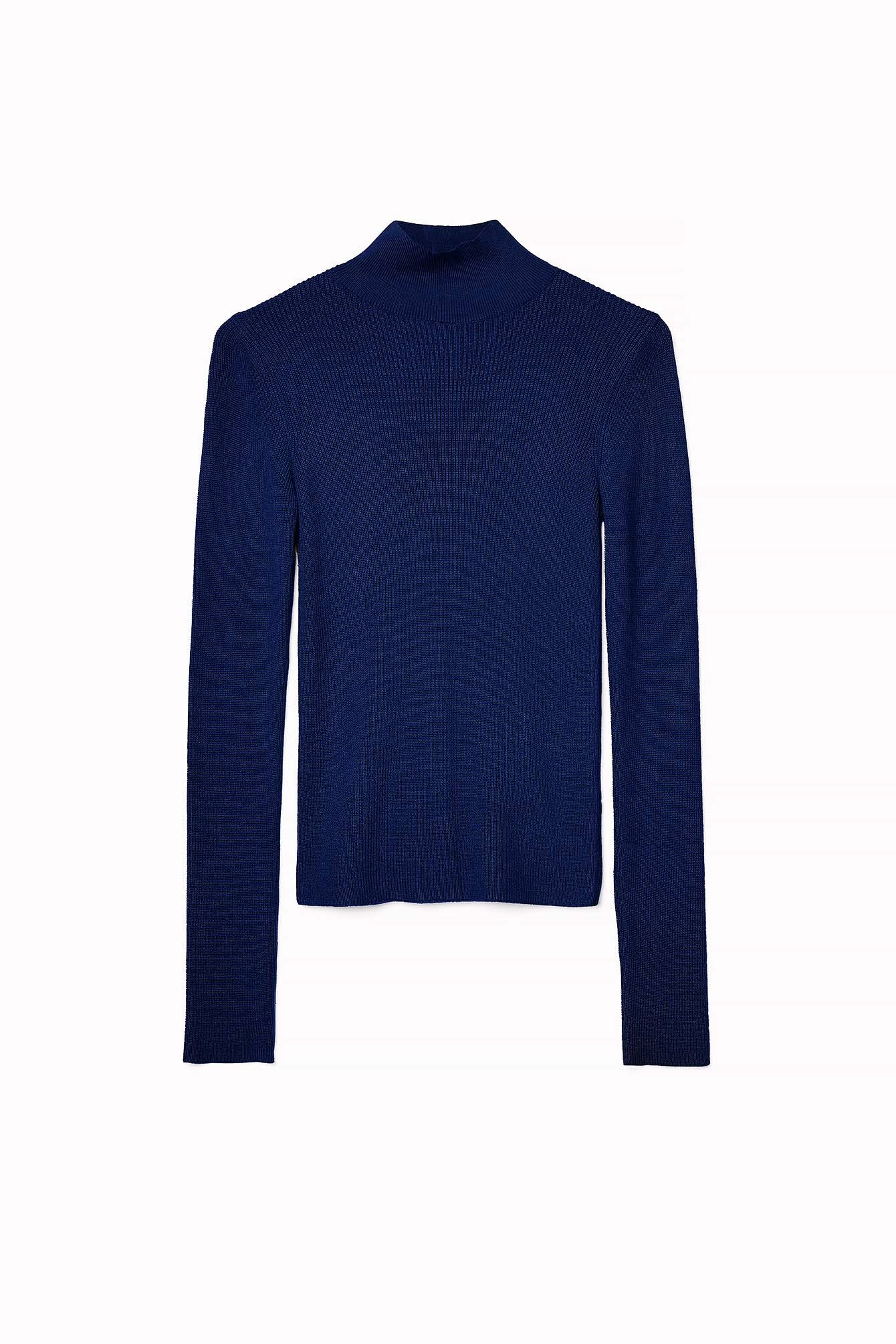 Langärmeliger Rollkragenpullover mit Rippenstrick