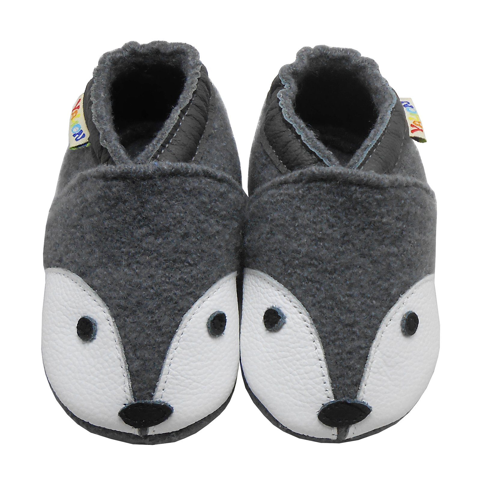 Yalion Krabbelschuh Filz Hausschuhe aus 100% Schafwolle, grau fuchs Krabbelschuh warm halten