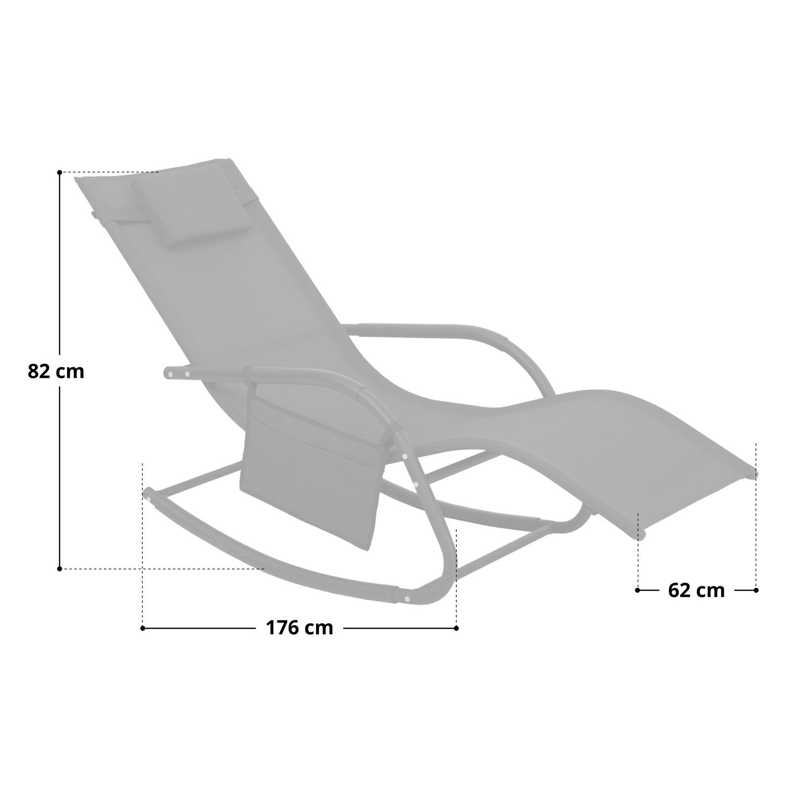 SVITA Schaukelstuhl FJON, Schaukelliege, Gartenliege, Liegestuhl, Sonnenliege, Schwarz