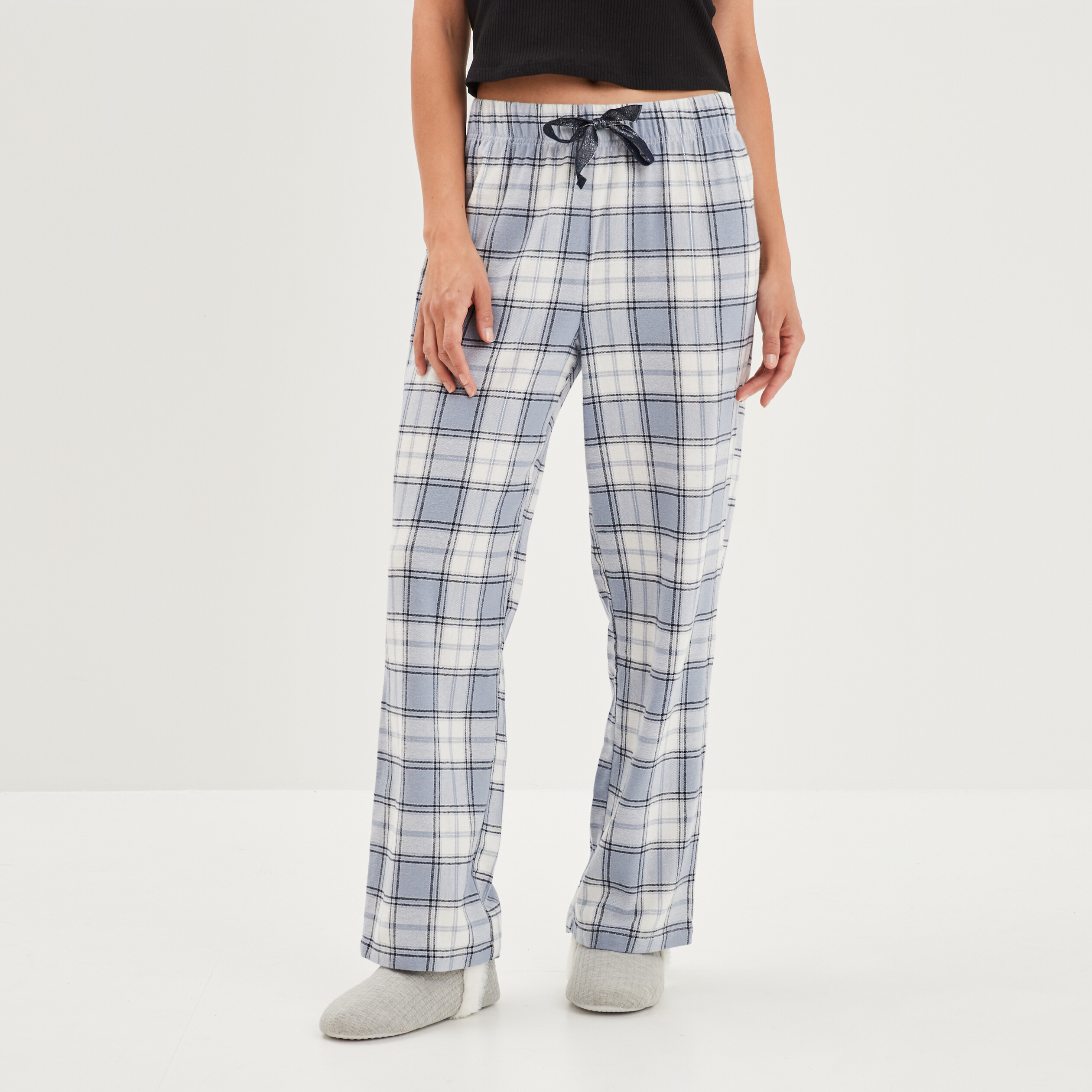 Pantalon de pyjama taille élastiquée bleu femme | La Halle