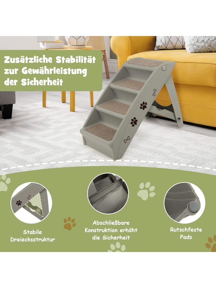 COSTWAY 4-stufig Haustiertreppe in Grau günstig kaufen onesize