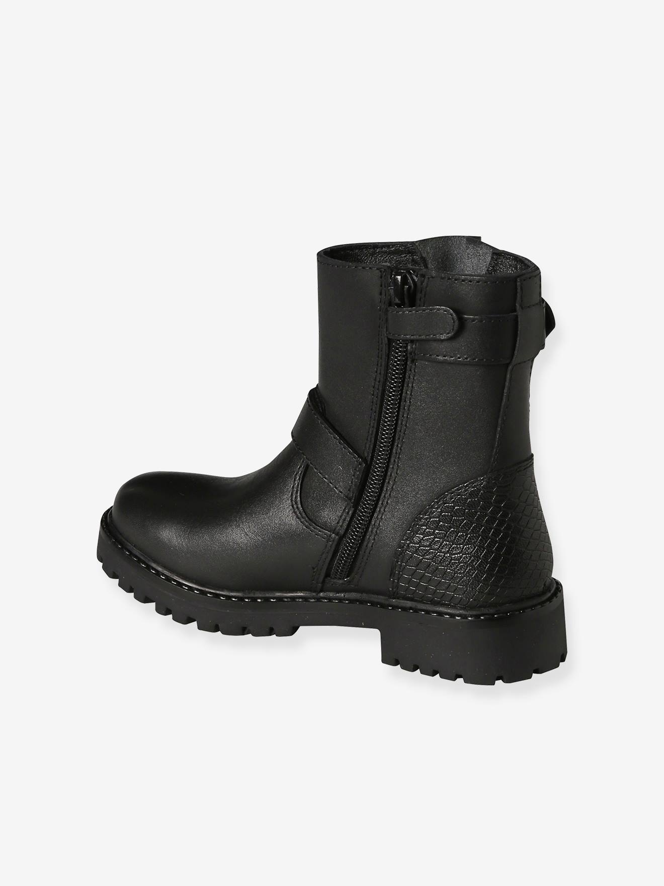 Vertbaudet Mädchen Stiefel mit Riemen und Reißverschluss - schwarz
