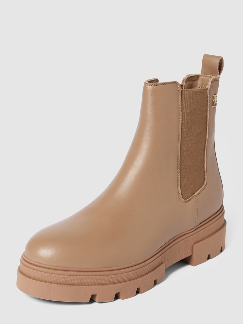 Chelsea Boots mit Label-Applikation in taupe