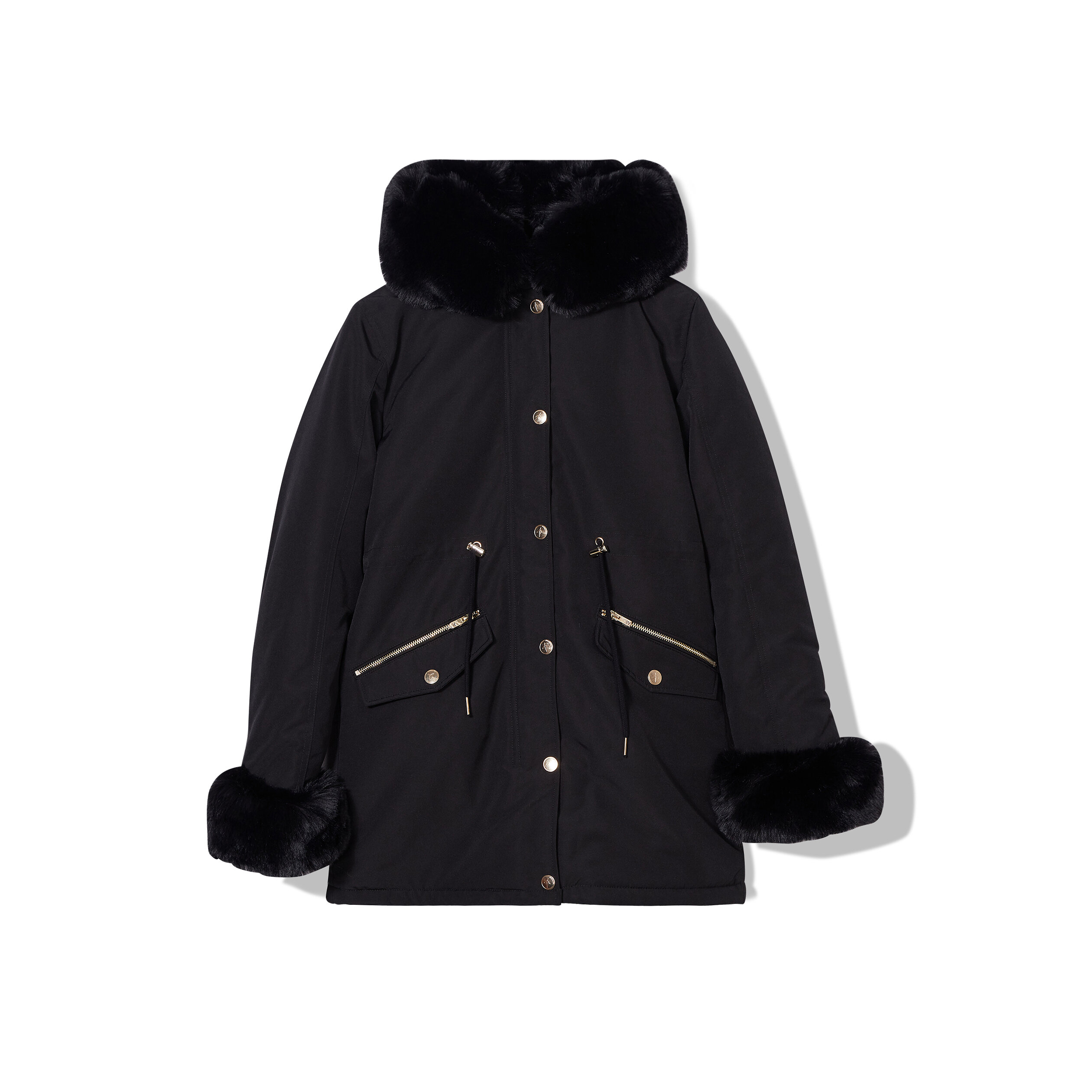 Parka fourrure capuche et poignets noir femme | La Halle