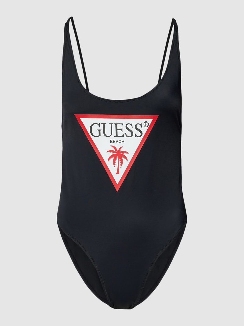 Badeanzug mit Label-Print in schwarz