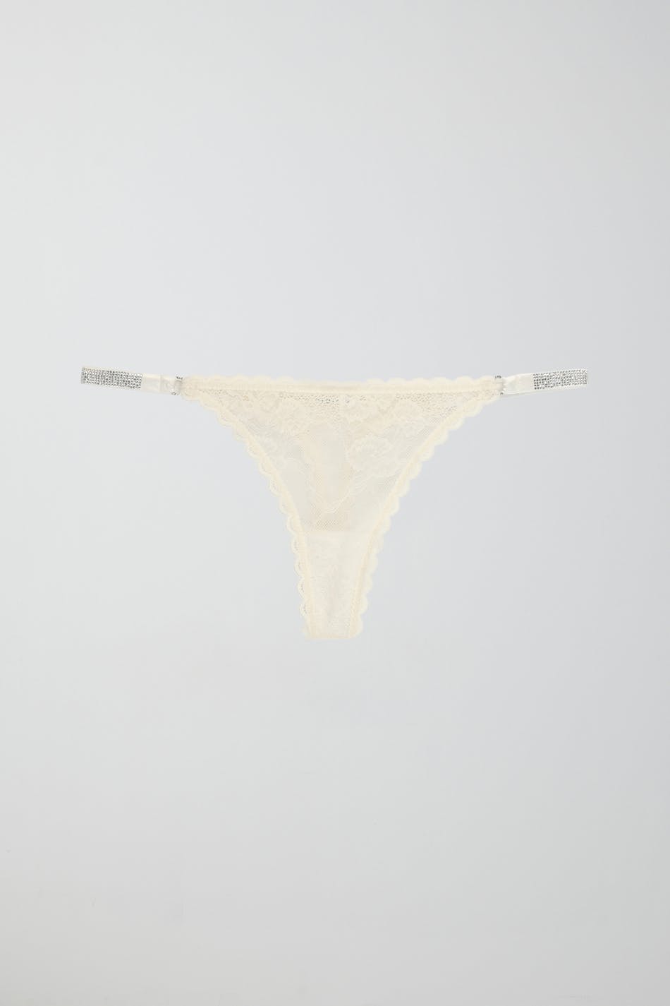 Rhinestone lace thong