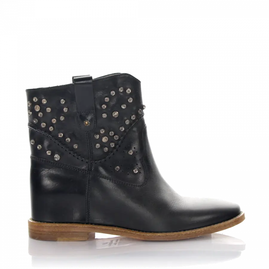 Rossano Bisconti - Stiefeletten Kalbsleder Nieten schwarz - schwarz