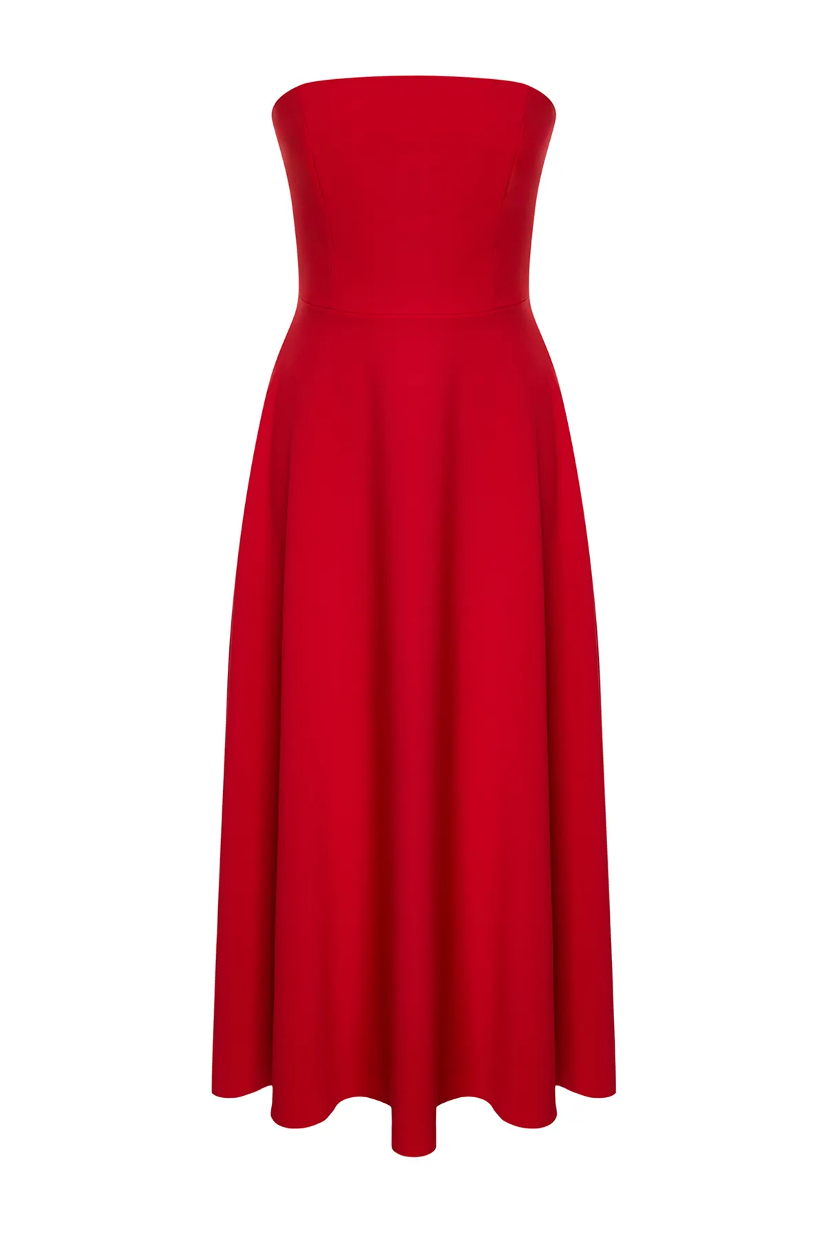 Trendyol Collection  Rotes Abendkleid mit Taillenöffnung/Skater-Stil TPRSS24EL00139