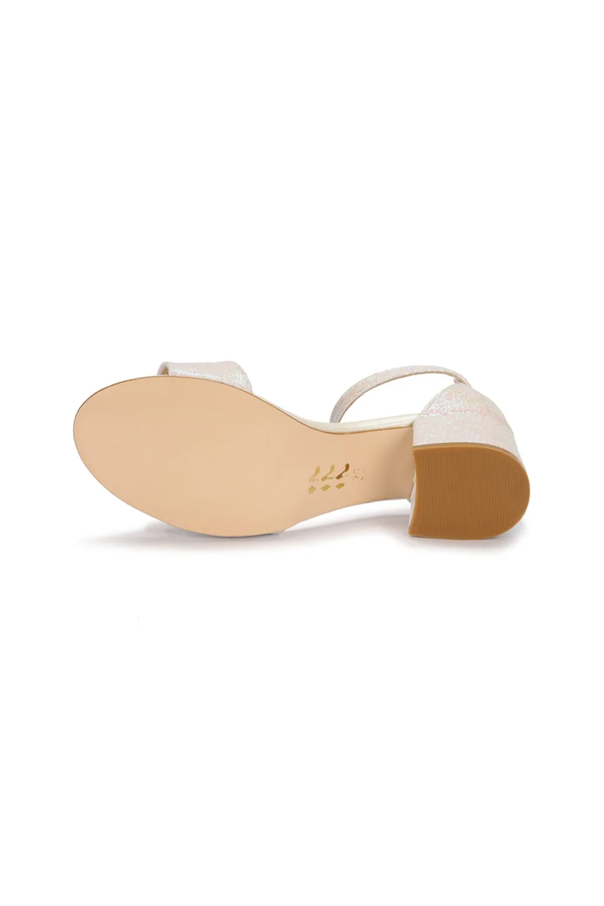 Kiko Kids  Mädchen-Sandalen „Sedef“ für Abendkleider, sandfarben, silbrig, 3 cm, Absatzsandalen mit Knöchelriemen (verstellbar)