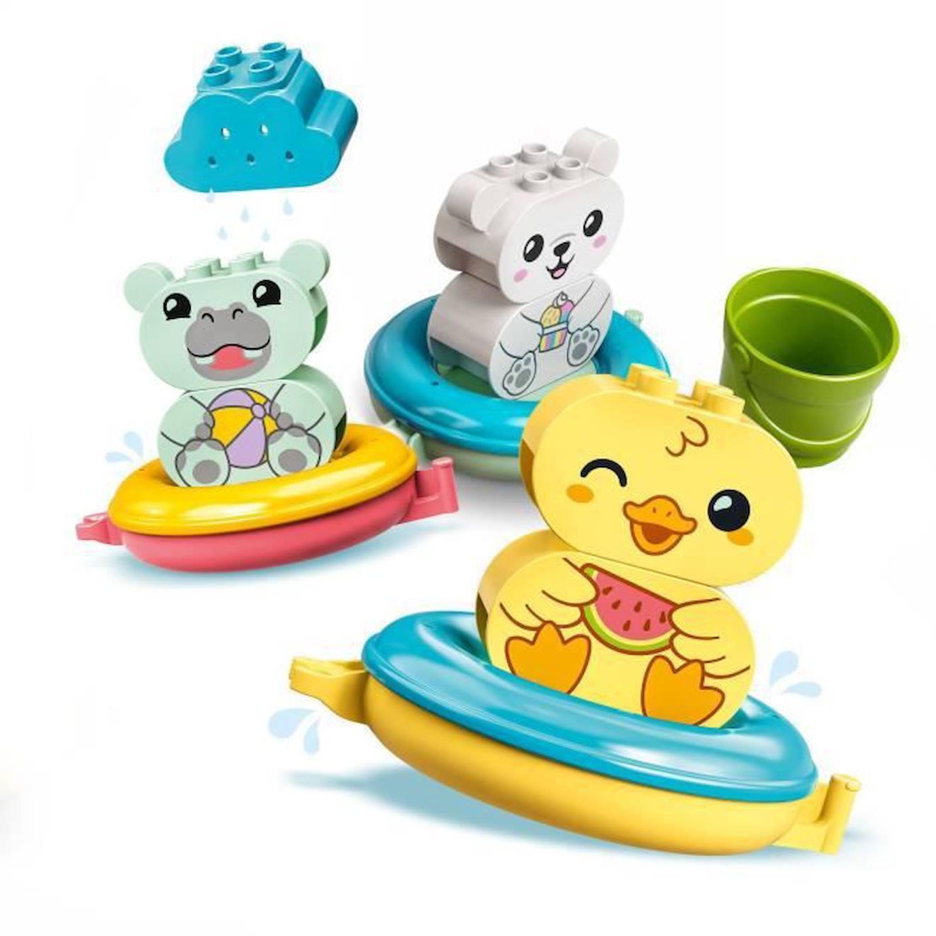 LEGO® 10965 DUPLO Jouet de Bain : Le Train Flottant des Animaux, Set Baignoire pour Bébés et Enfants 1.5+ Ans avec Canard noir