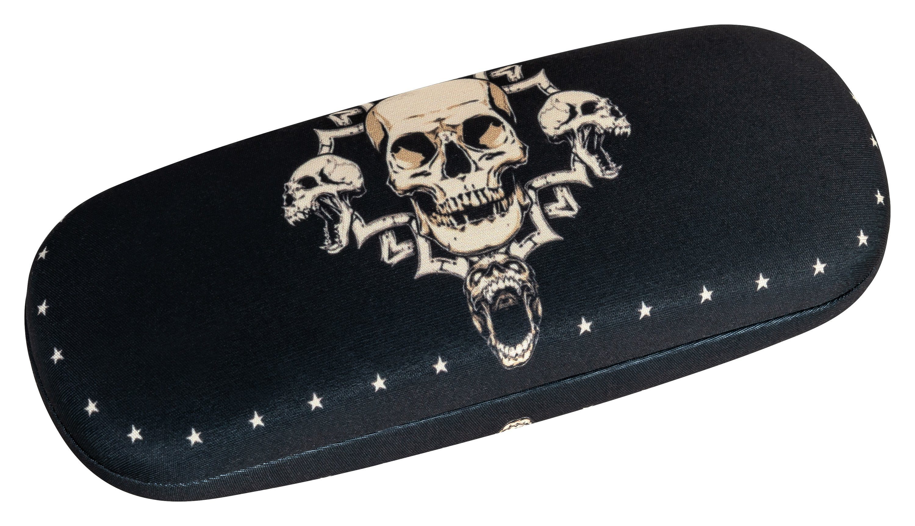 von Lilienfeld Brillenetui Skull Schädel Kunst Motiv Brillenbox schwarz, stabiles mit Mikrofaser bezogenes Hardcase