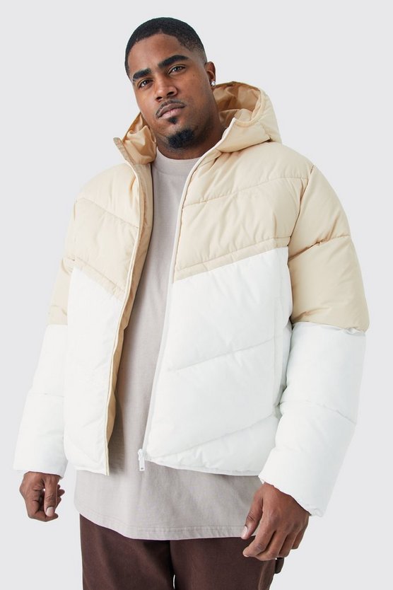 Plus Man Colorblock Steppjacke mit Kapuze