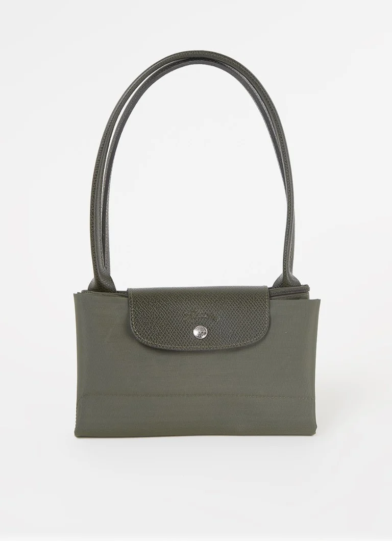 Longchamp Le Pliage Vihreä olkalaukku L nahkayksityiskohdilla