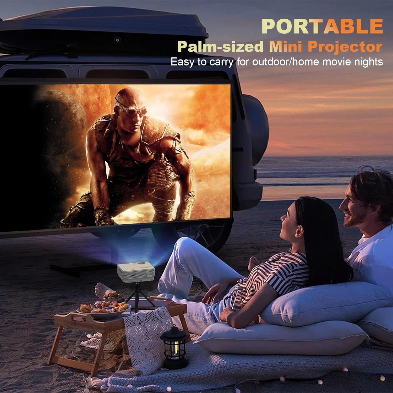 YOOYAA Native 1080P Unterstützt 5G WiFi Bluetooth Portabler Projektor (8500 lm, 8000:1, 1920 x 1080 px, Maximal 200