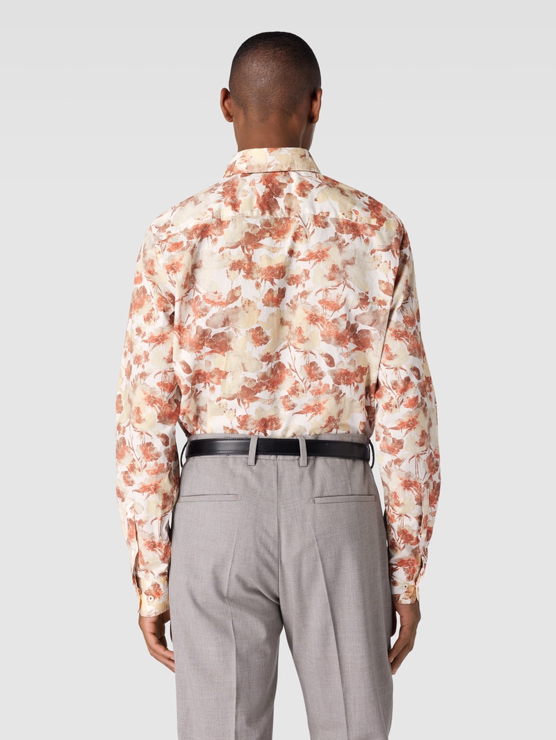 Slim Fit Business-Hemd mit Allover-Muster Modell 'Pai' in rostrot
