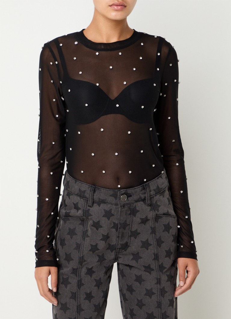 Sofie Schnoor Semi-transparent top with rhinestones