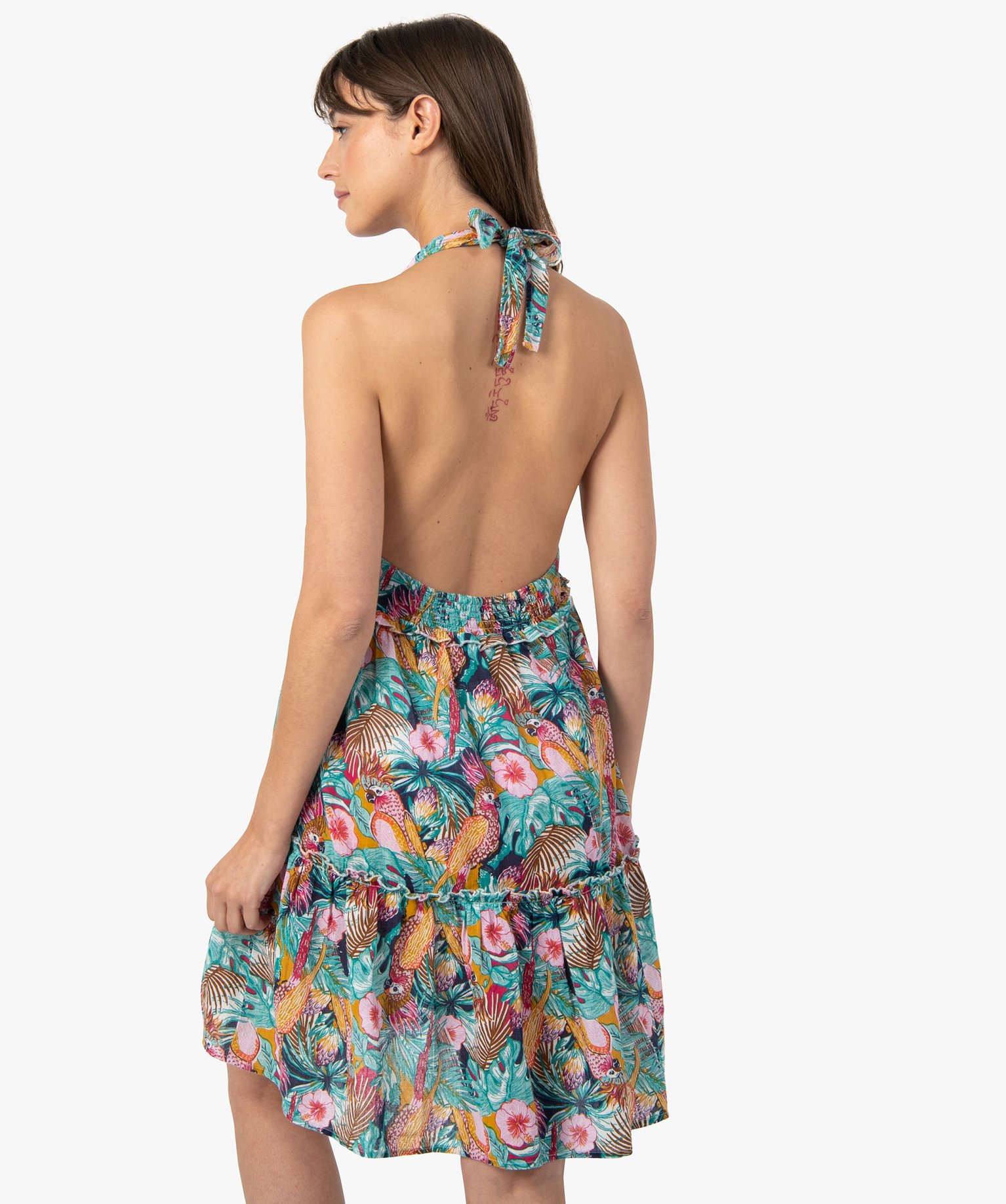 Robe de plage femme à volants imprime | GEMO