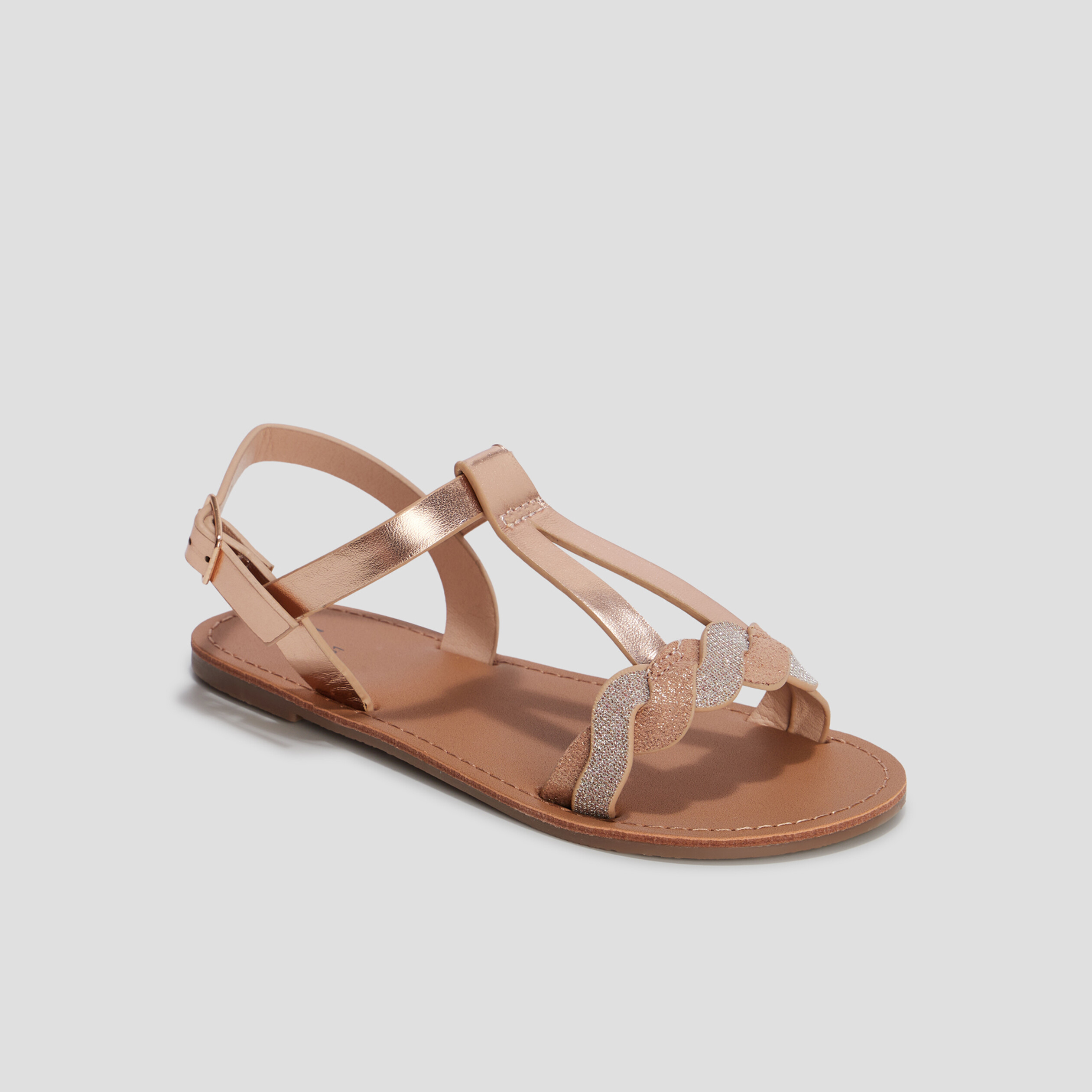 Sandales plates jaune or fille | La Halle