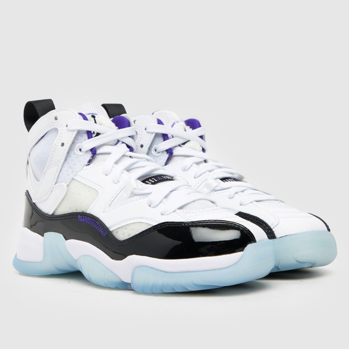 Nike Jordan vita och lila Jumpman Two Trey ungdomsskor