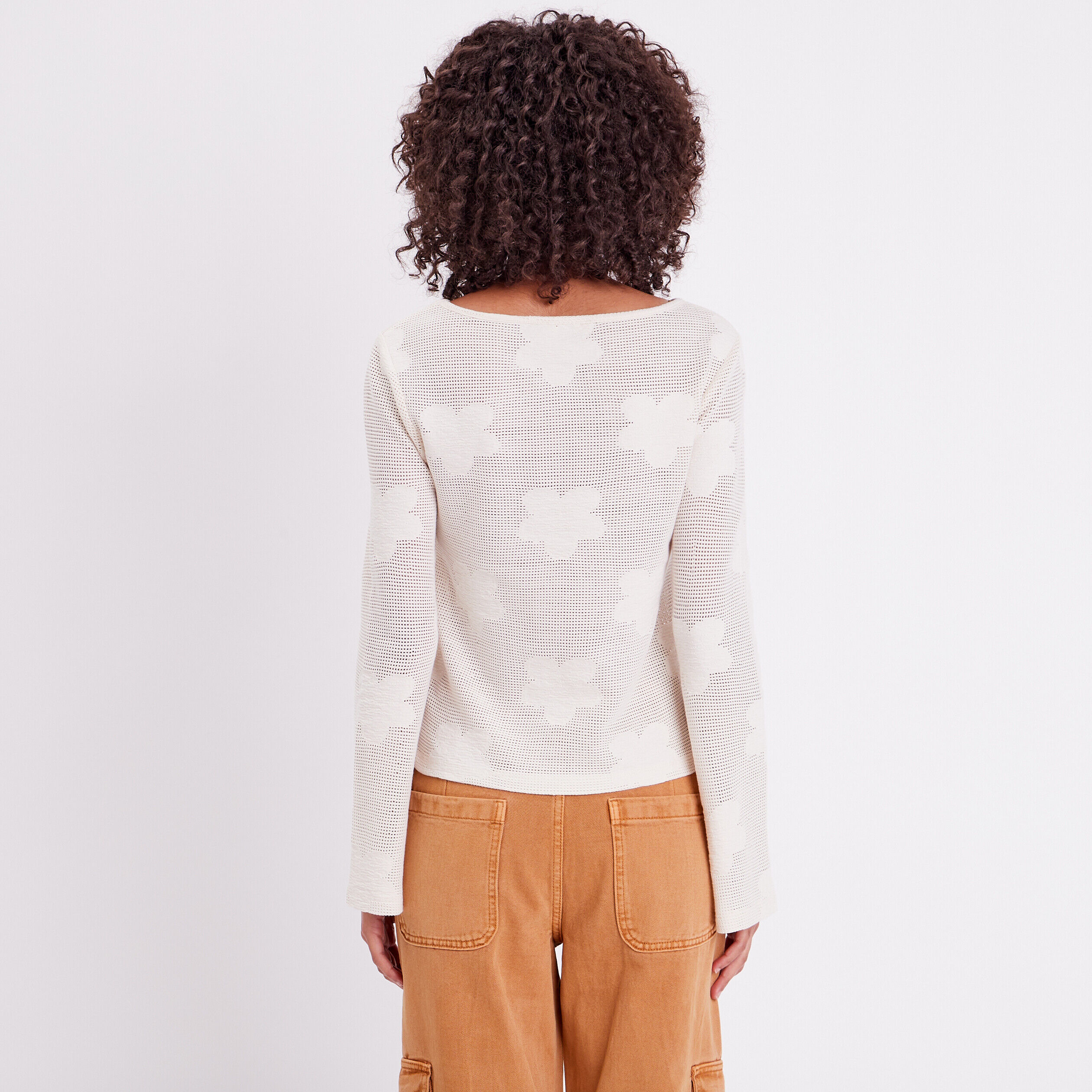 T-shirt crochet manches pagode ecru femme | Cache Cache