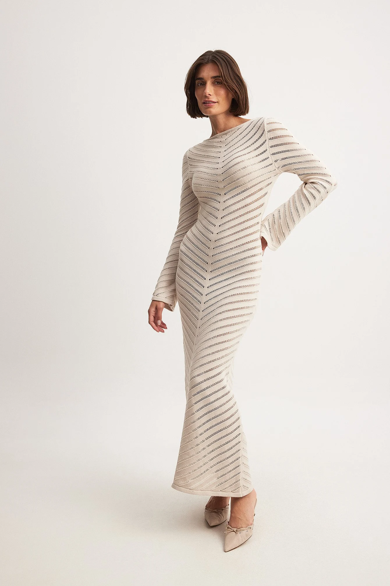 Gestricktes Maxikleid mit Muster