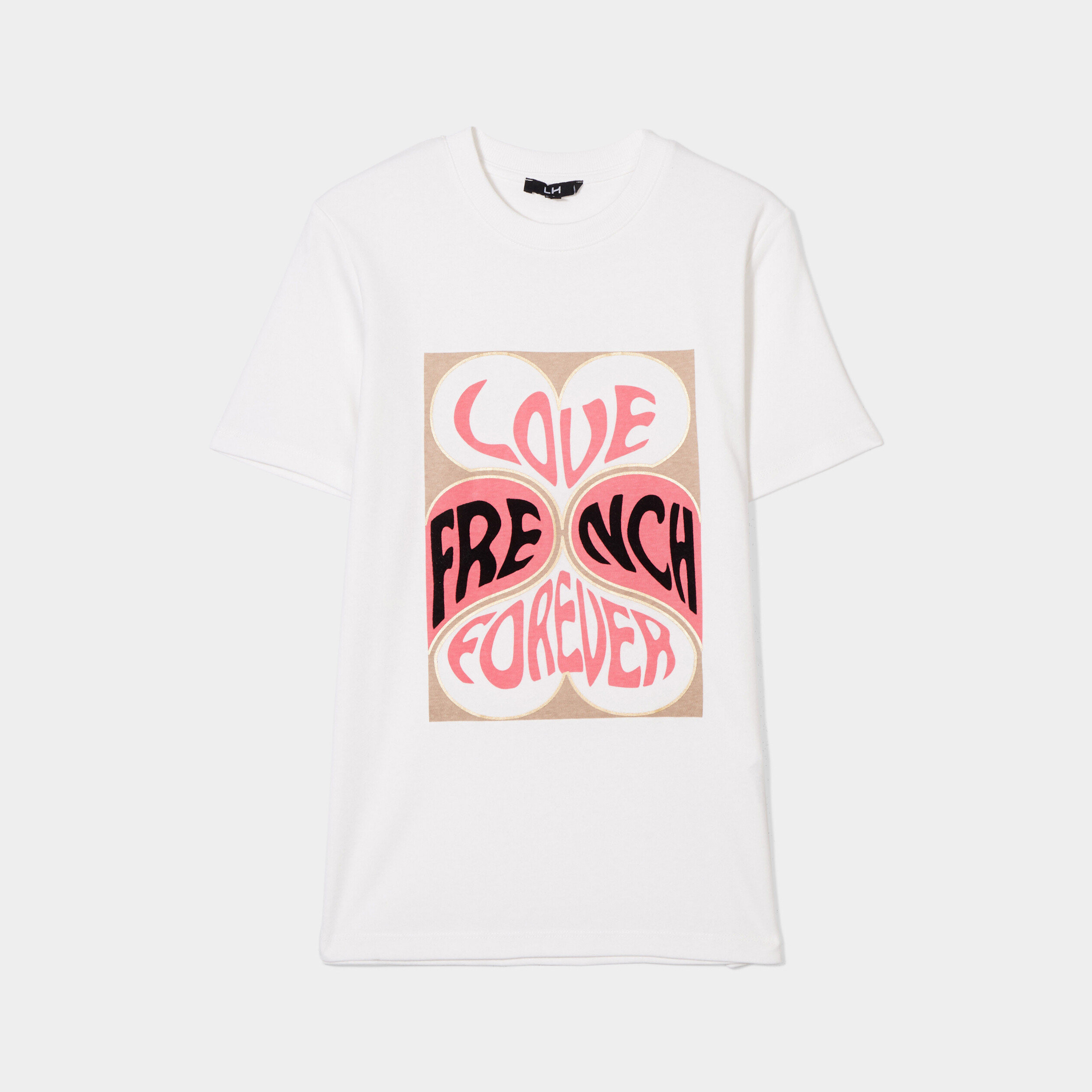 T-shirt col rond manches courtes blanc femme | La Halle