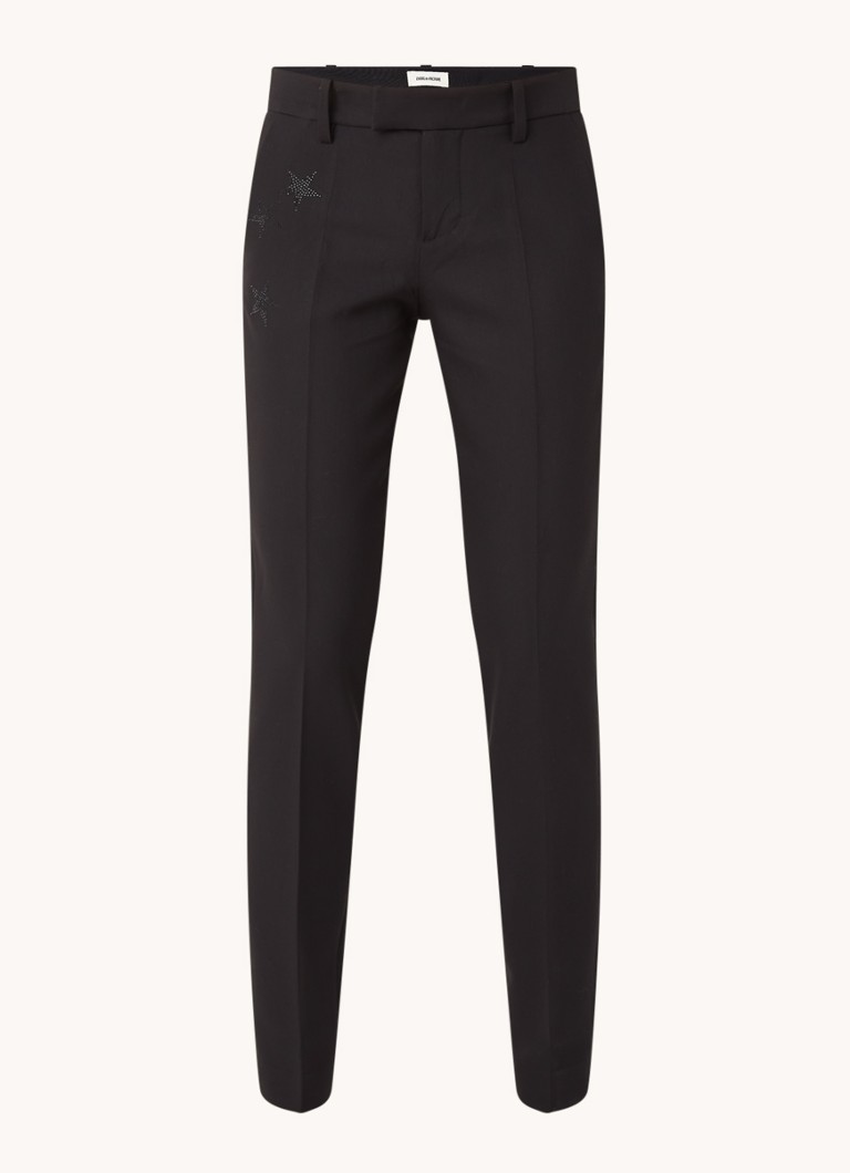 Blugi skinny cu talie medie de la Zadig&Voltaire, decorați cu cristale.