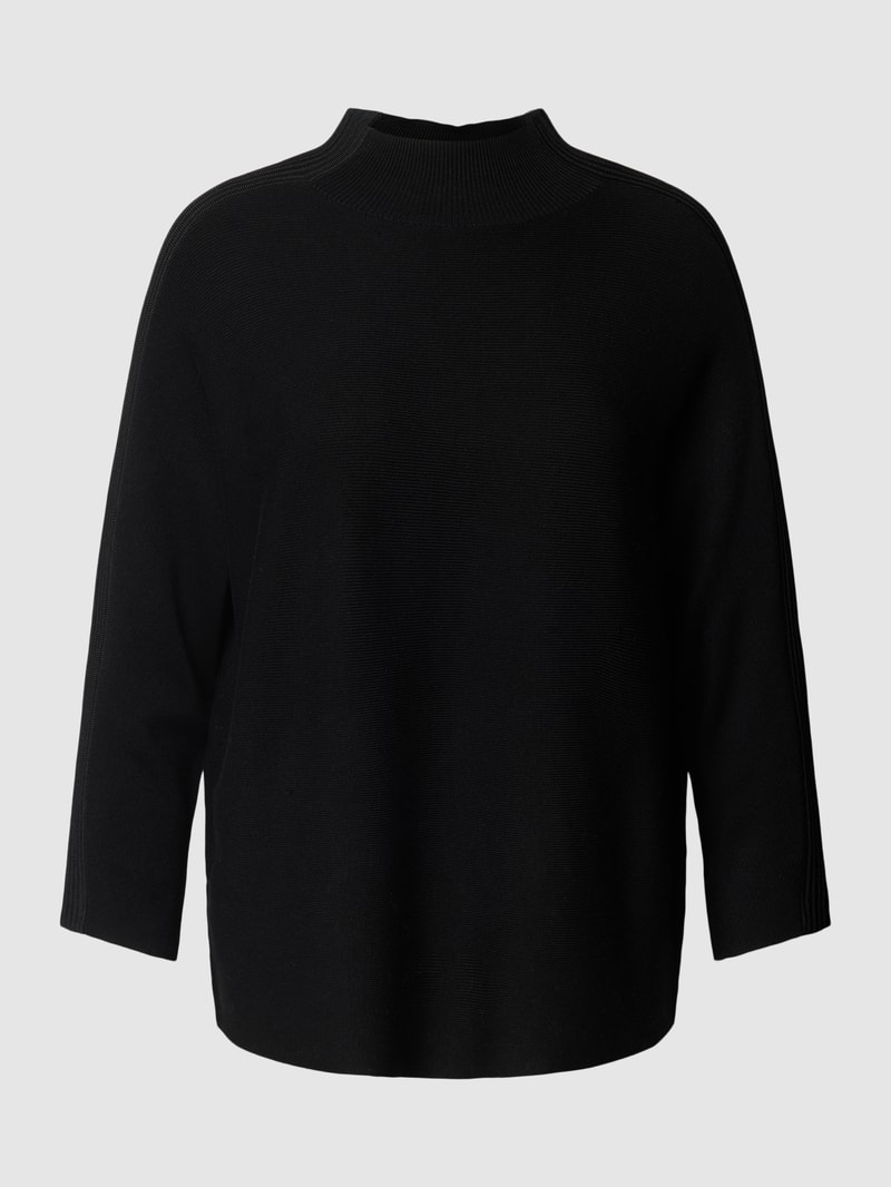 Strickpullover mit Stehkragen in schwarz