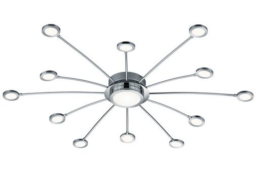 TRIO LED Deckenleuchte, Dimmfunktion, LED fest integriert, Einstellbar: Warmweiß - Neutralweiß - Tageslichtweiß, ausgefallene große flach-e Design-er Treppenhaus Beleuchtung Ø 100cm