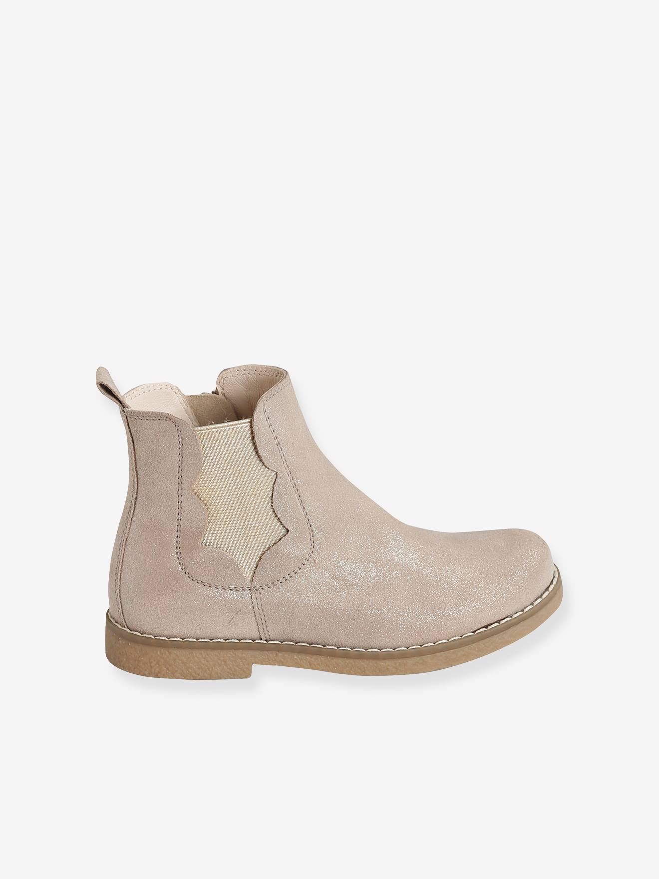Vertbaudet Mädchen Boots mit Reißverschluss, Glanzeffekt - braun