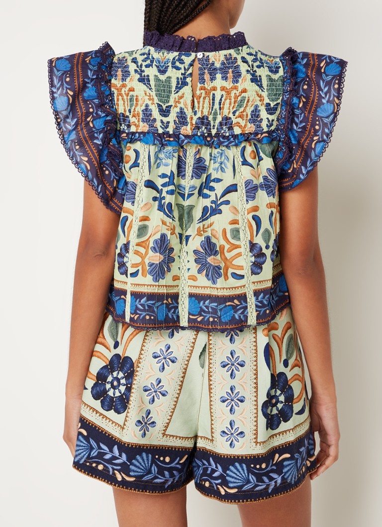Farm Rio Tunic with floral print and smocking