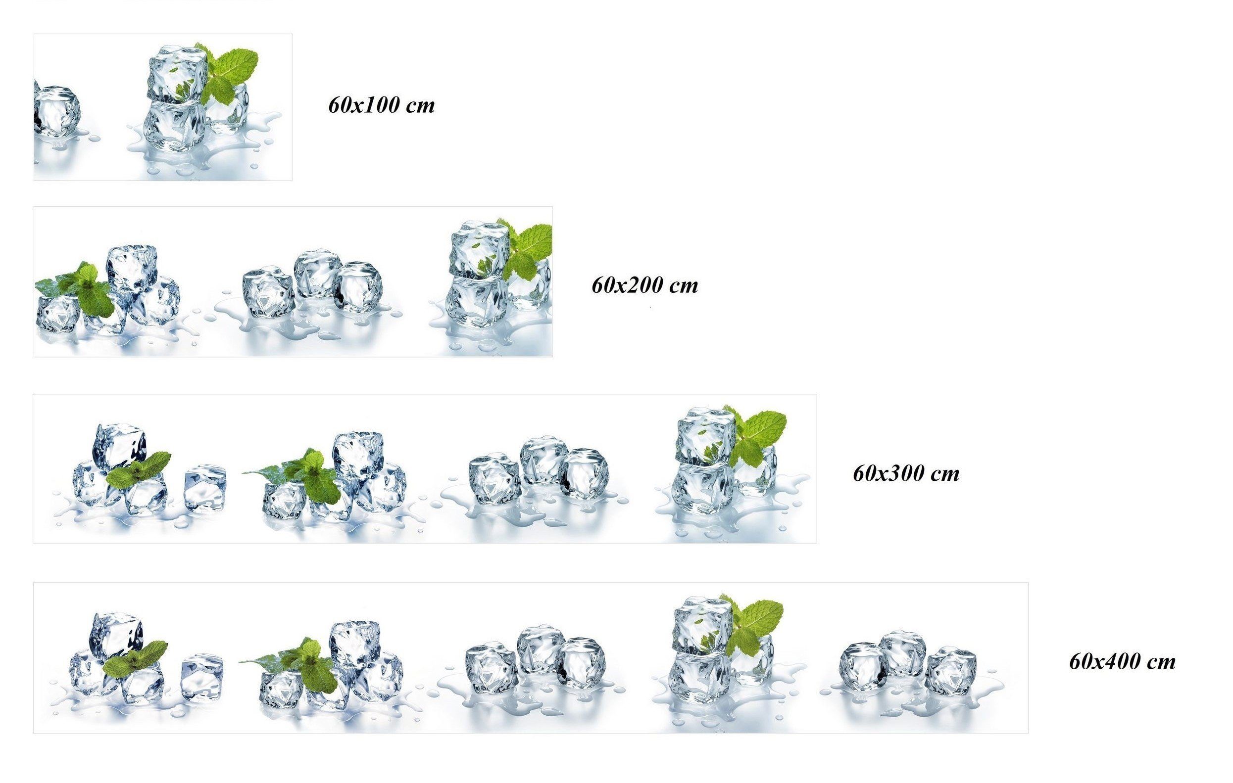 Rodnik Küchenrückwand Eiswürfel und Minze, hochwertig mit UV- Direktdruck, für alle Räume geeignet