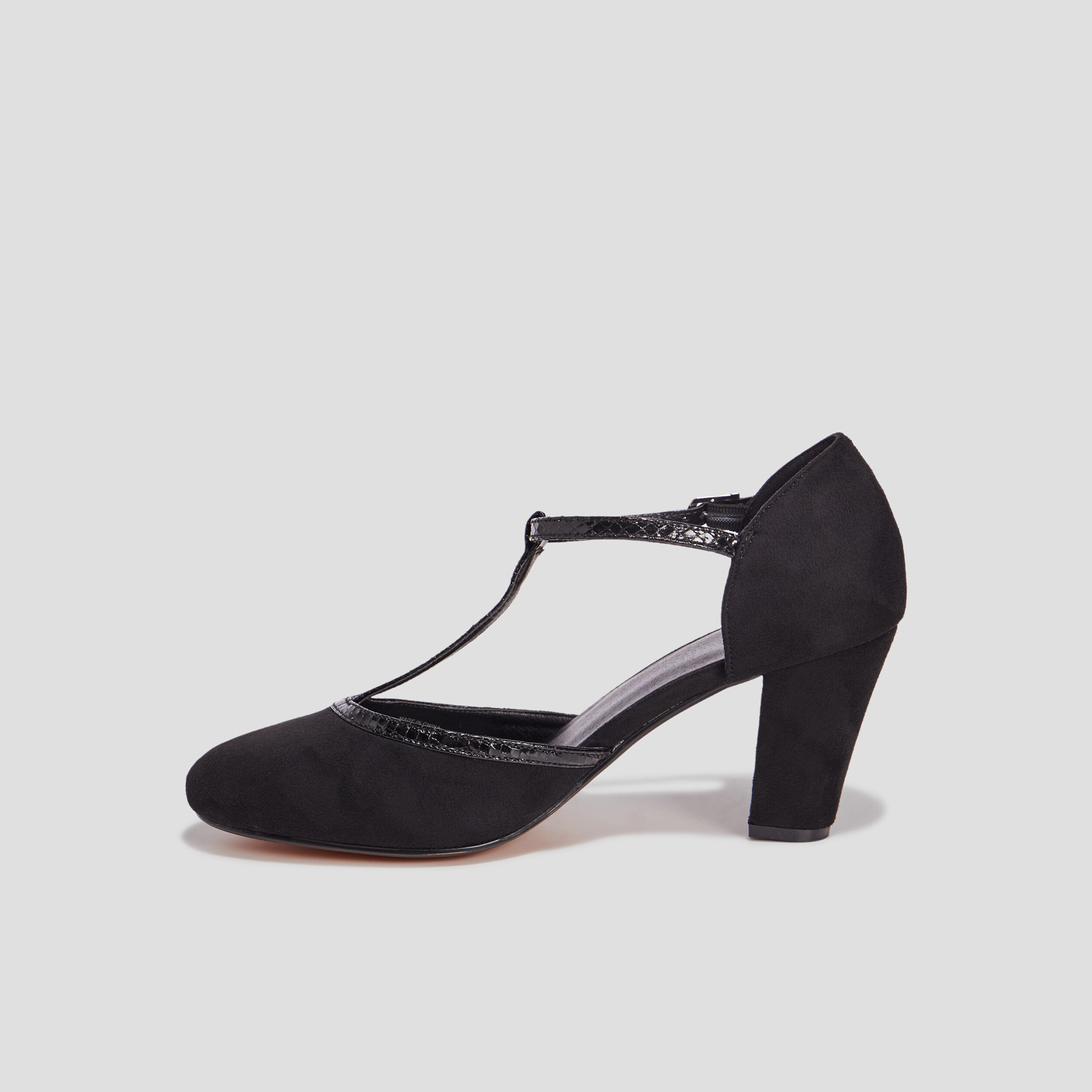Escarpins salomé à talons aspect suédine noir femme | La Halle