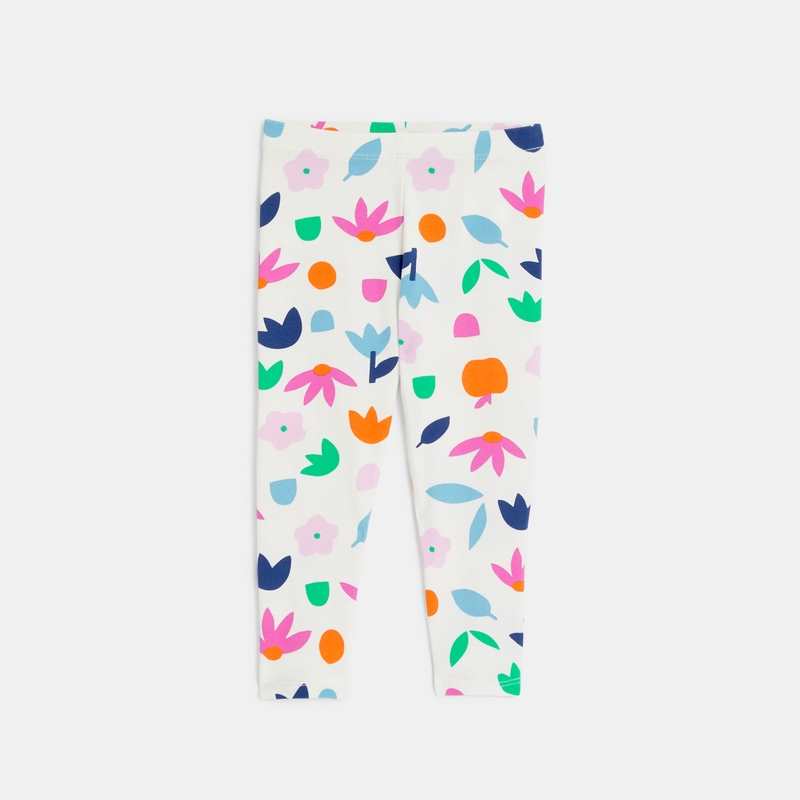 Legging bébé fille inspiration papier découpé fleuri blanc Catimini