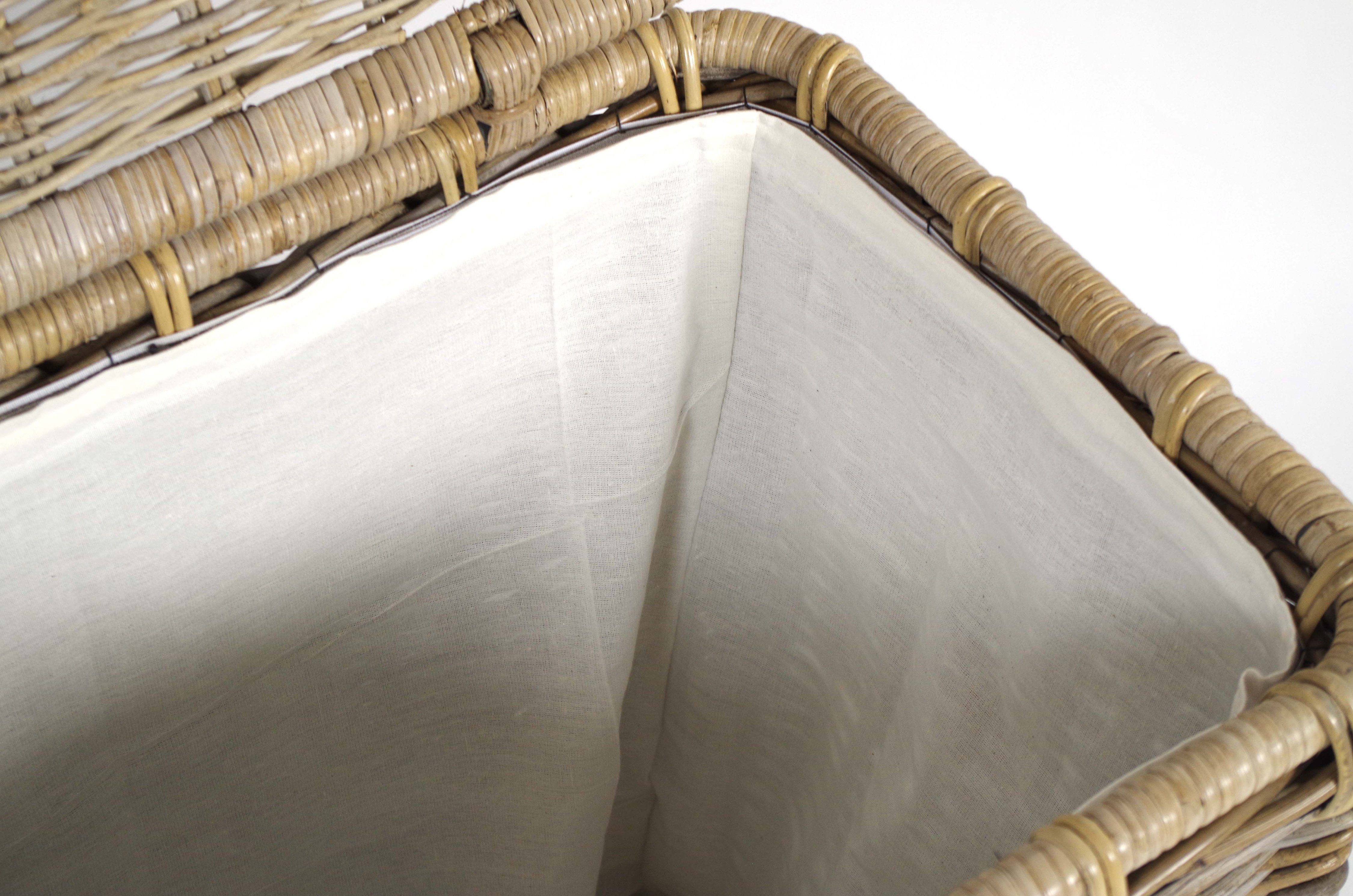 Kobolo Wäschekorb Wäschebehälter eckig Rattan Kubu-Grey 50x38x56 cm