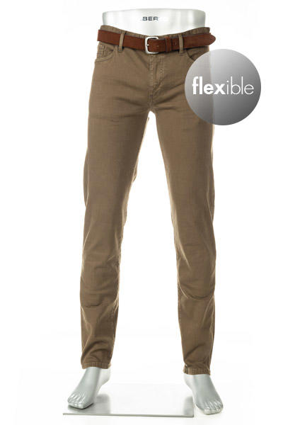 Alberto, Jeans Pipe, Regular Fit, Baumwolle T400®, schlamm