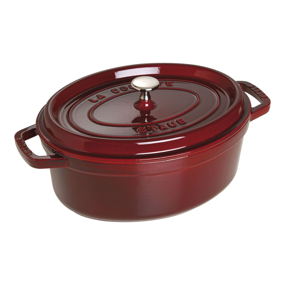 Cocotte 29 cm, oval, Grenadine-Rot, Gusseisen