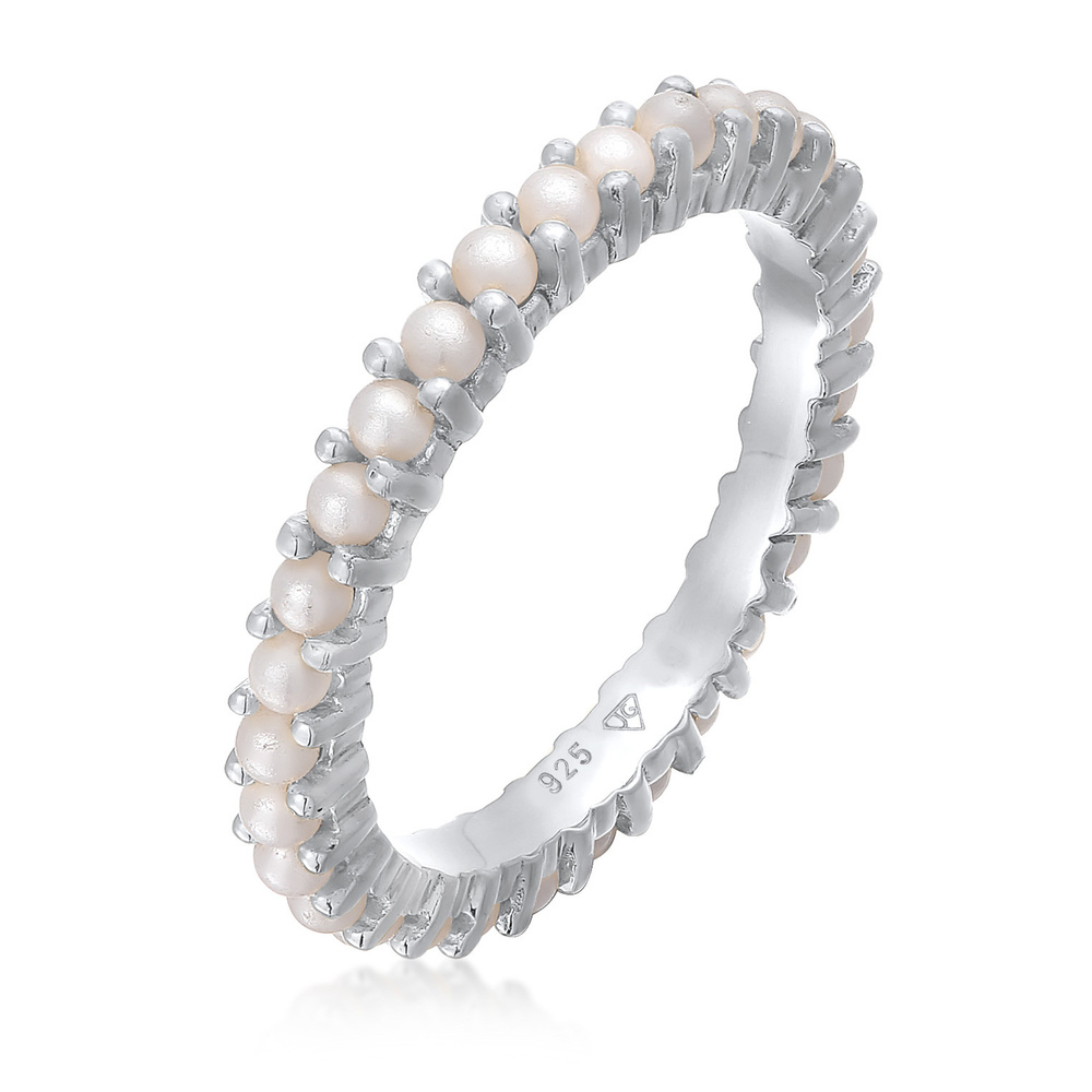 Elli Elli Bague Femmes Bande Memoire perles de verre en Argent Sterling 925 Bague
