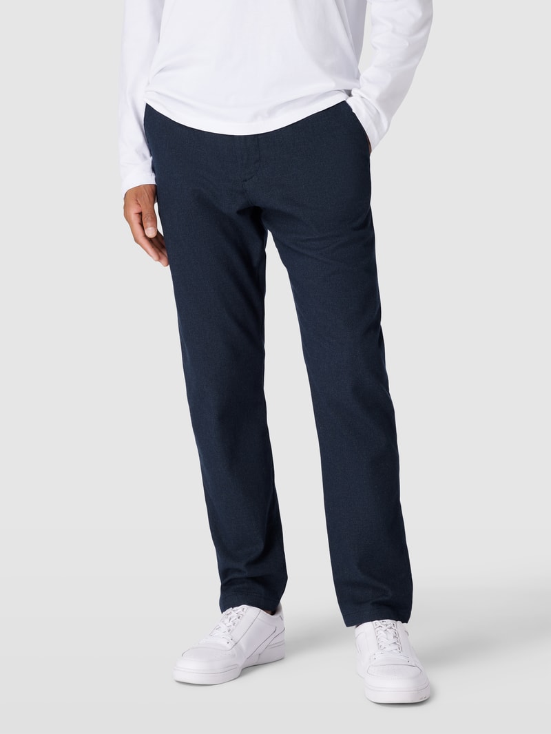Slim Fit Stoffhose im fein strukturierten Design Modell 'MILES' in marineblau