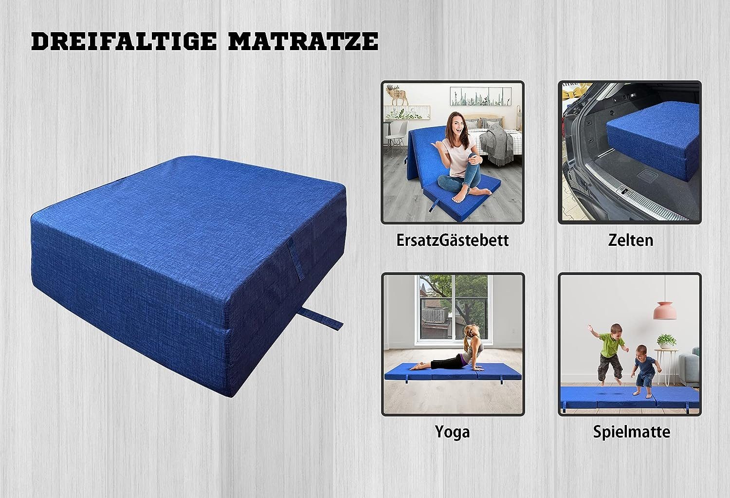 Klappmatratze Klappmatratze 3-teilige–Matratze für Reisebett, Gästematratze, HIGH LIVING