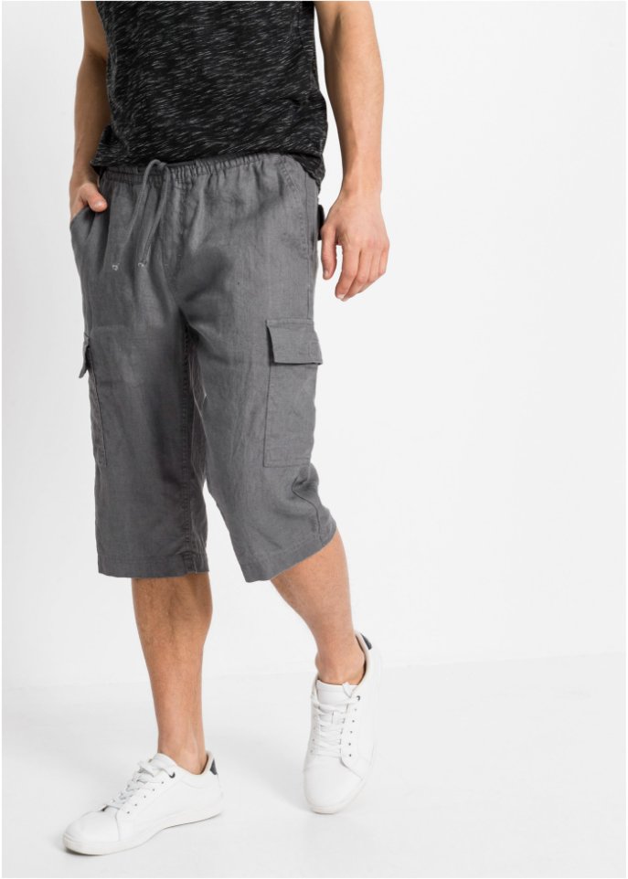 Schlupf-Cargo-Bermuda mit Leinen, Regular Fit