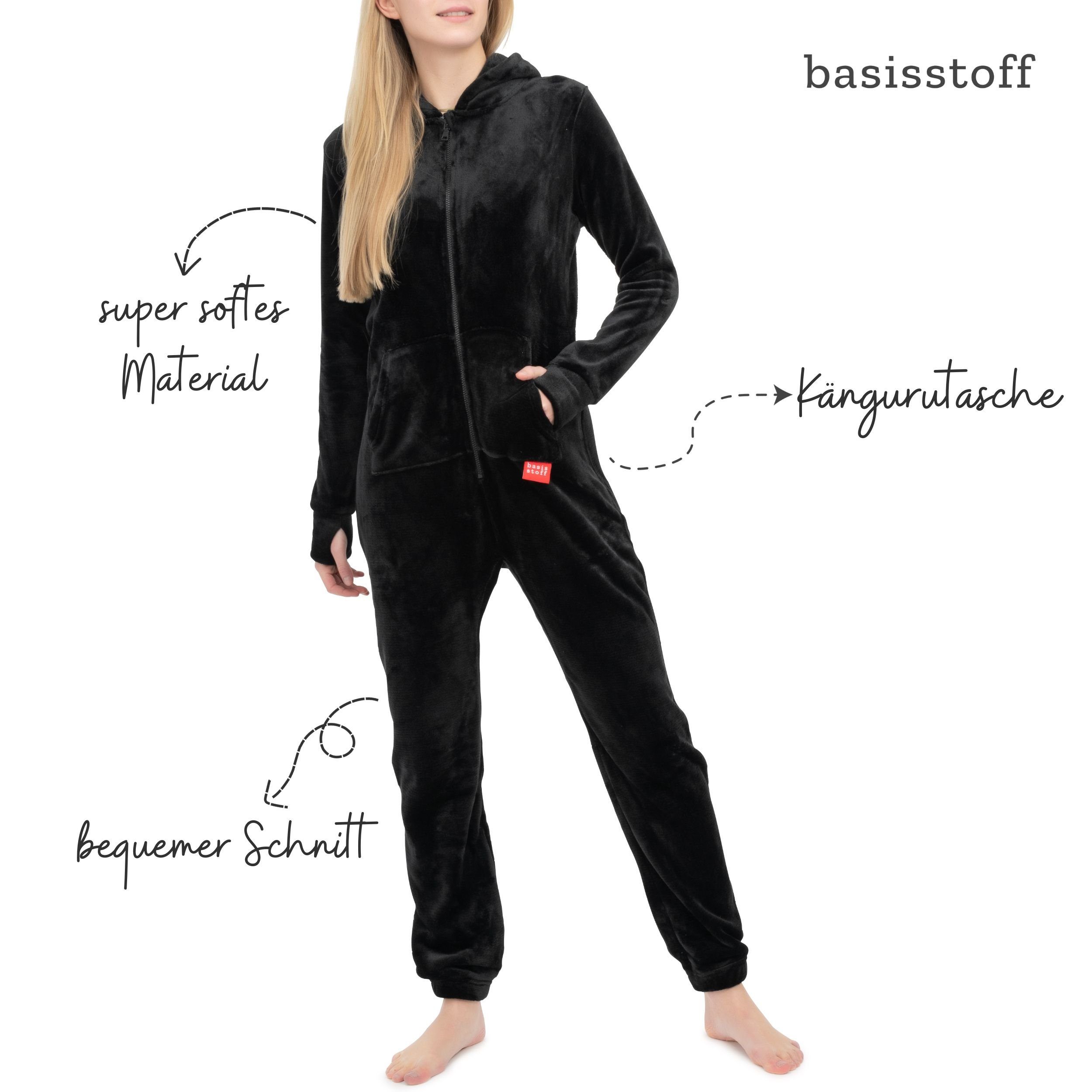 Basisstoff Jumpsuit Kitten Damen Jumpsuit Teddy Fleece Einteiler Overall